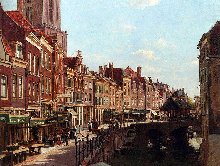 unknow artist Townsfolk shopping along the Oudegracht, Utrecht, The Netherlands china oil painting image